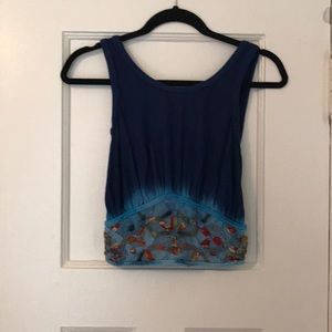 Navy Detail Cropped Tank